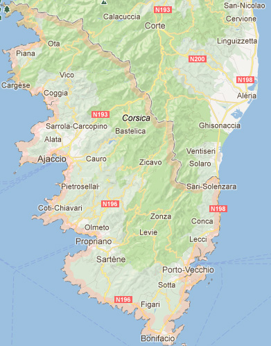 carte Corse du sud